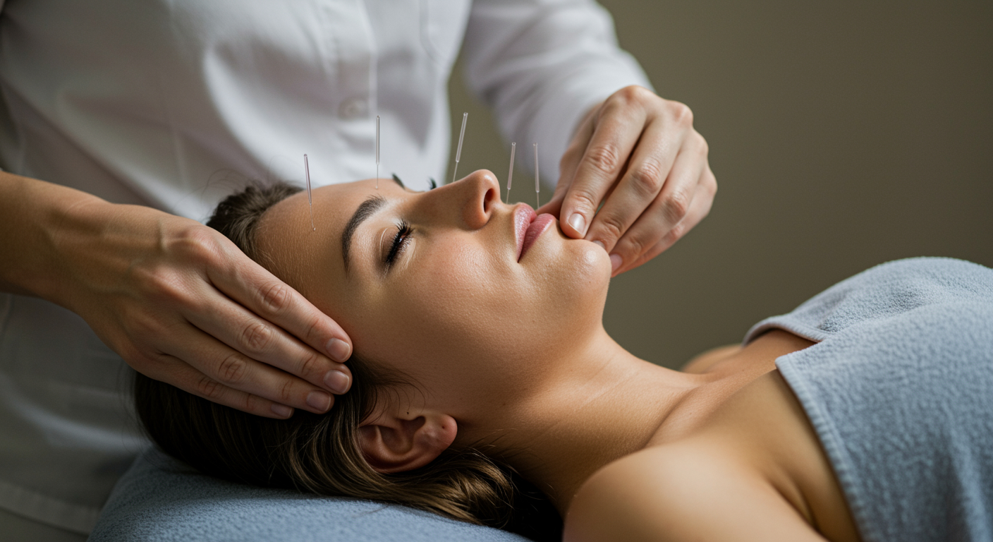 mulher sensual faz acupuntura