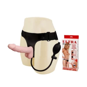 Cinta peniana com tiras pretas e bomba para inflar o falo.