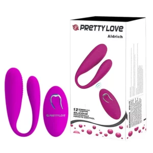 Vibrador cor de rosa com controle remoto sem fio.