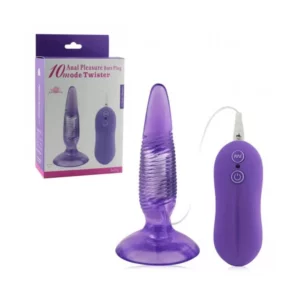 Plug anal roxo com controle remoto.