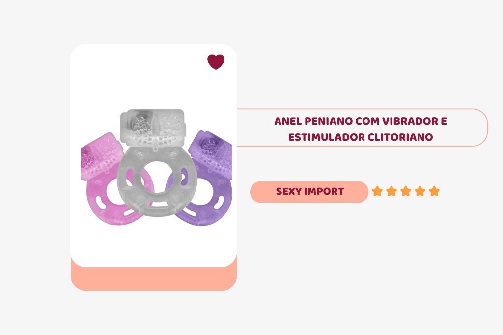 banner com imagem de três anéis penianos com vibrador da sexy import nas cores rosa, transparente e roxo