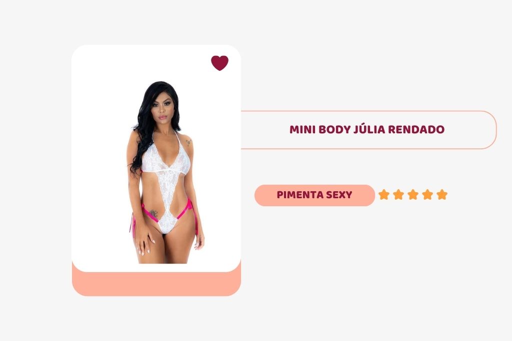 mulher morena usando body de renda nas cores branca e rosa