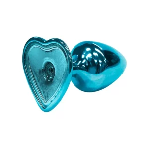 Plug anal azul com ponteira em formato de coração.