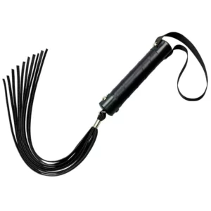 Chicote preto para bondage.