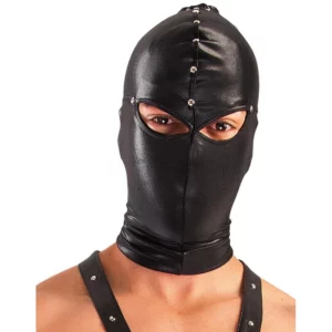 Capuz preto para bondage.