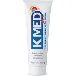 Tubo de gel lubrificante branco e azul.