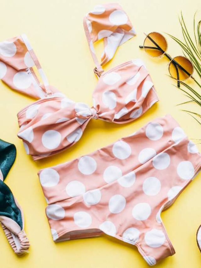 Swimsuit on yellow background isolated