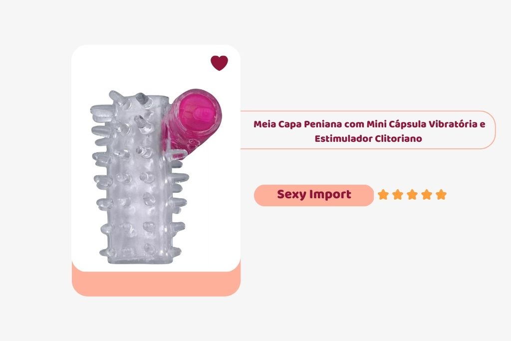 meia capa peniana com mini cápsula vibratória e estimulador clitoriano sexy import