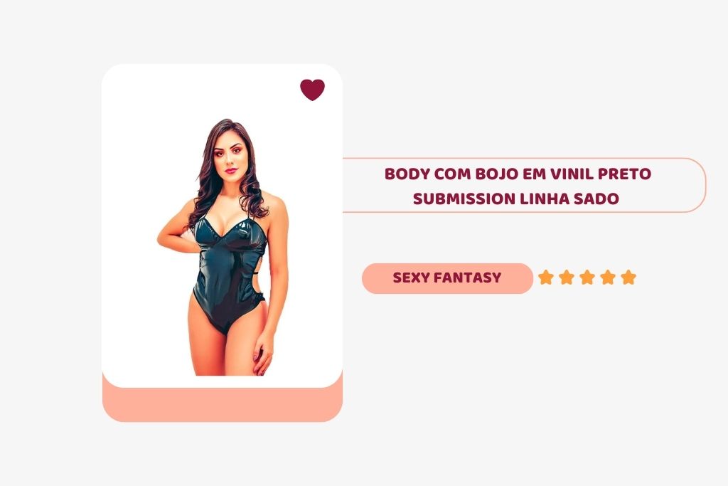 banner com imagem de uma mulher morena usando body de vinil preto