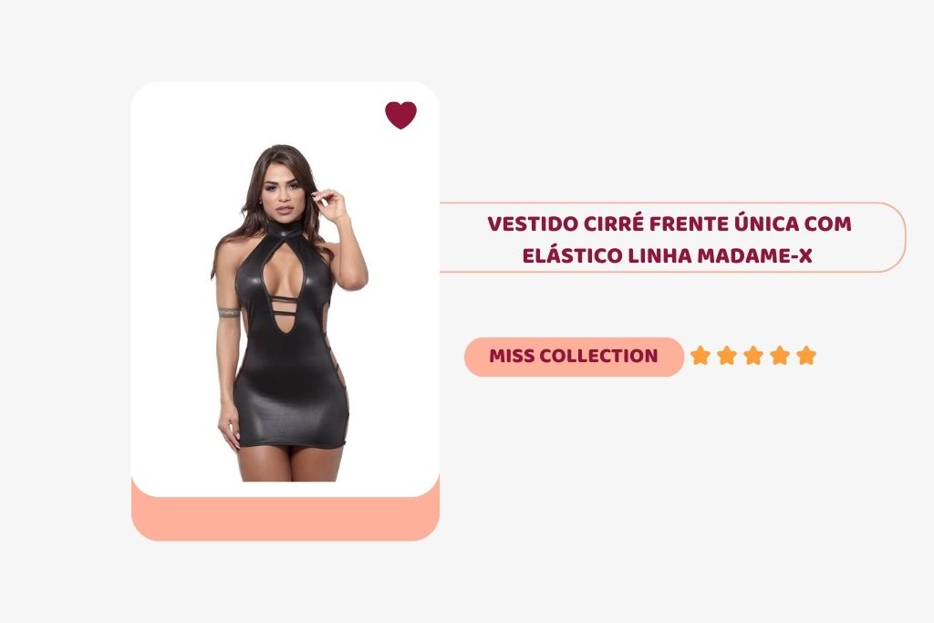 banner com imagem de uma mulher morena usando vestido cirré em frente única da marca miss collection na cor preta