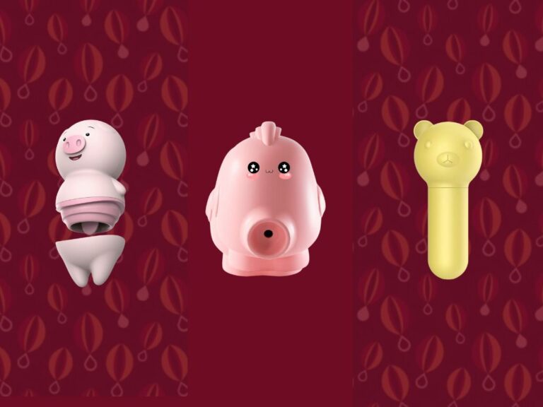 três modelos de vibrador em formato de bichinho