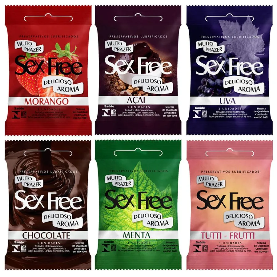 Preservativos Lubrificados Aromáticos com 3 unidades