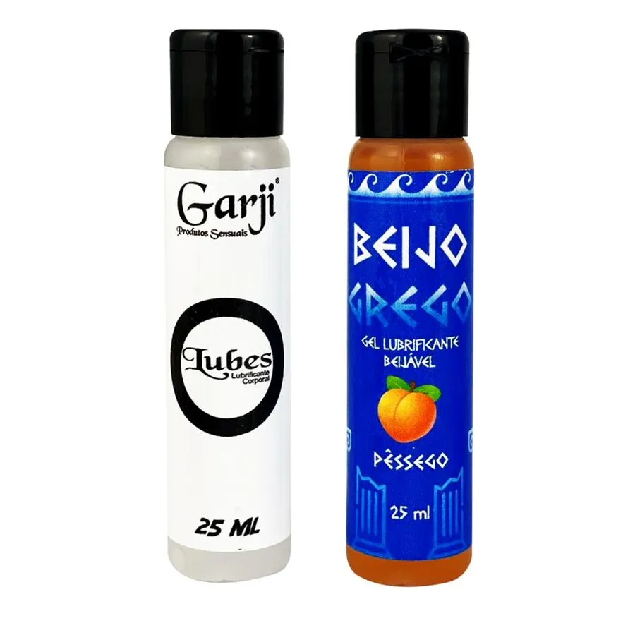 Duo Lubes e Beijo Grego Gel Lubrificante Neutro e Óleo Lubrificante Beijável Pêssego