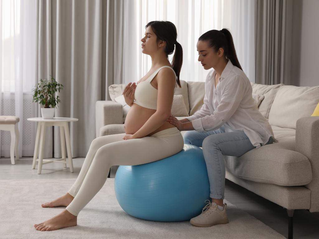 Doula ajudando mulher grávida