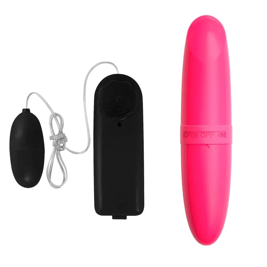 Kit Erótico com Mini Vibrador Batom e Bullet Mini Vibrador Multivelocidade Vip Mix