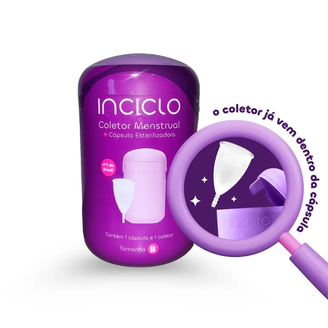 cápsula e coletor menstural inciclo