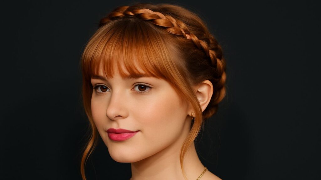 penteado com franja e trança