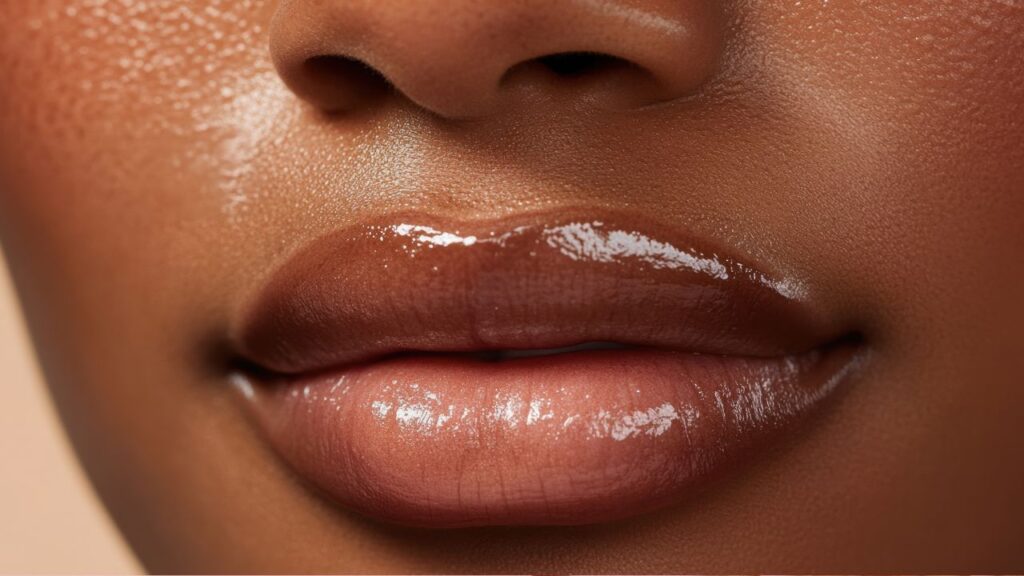 boca com lip combo contorno marrom e gloss transparente