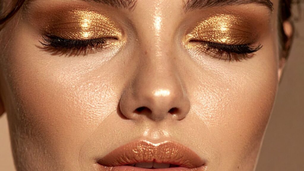 sombra metalizada dourada