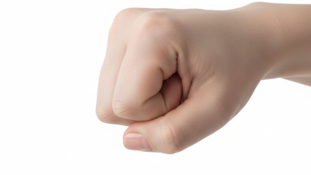 mão fechada representando ânus mais apertado