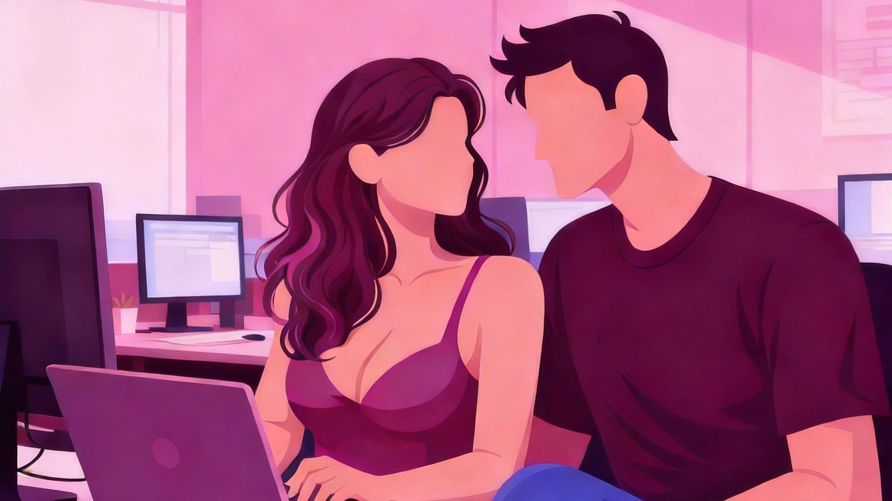 homem e mulher no escritório para ilustrar um conto erótico