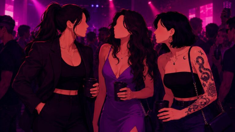 ilustração para um conto erótico sobre sexo entre três mulheres