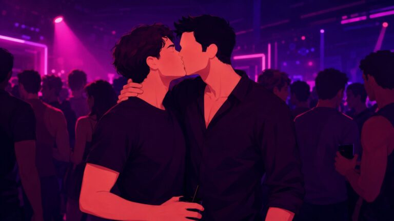 ilustração de dois homens se beijando para um conto erótico