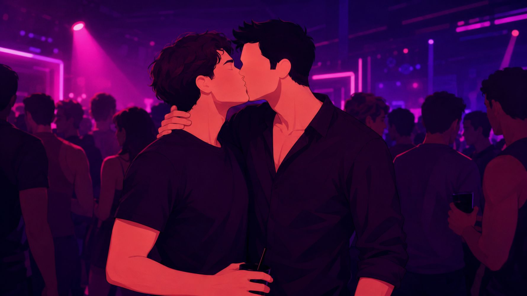 ilustração de dois homens se beijando para um conto erótico