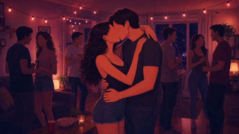 ilustração de conto erótico de casal se beijando