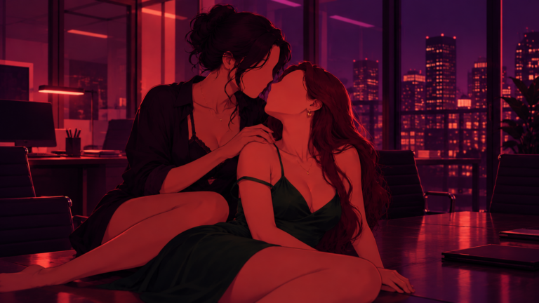 ilustração para conto erótico de duas mulheres se beijando