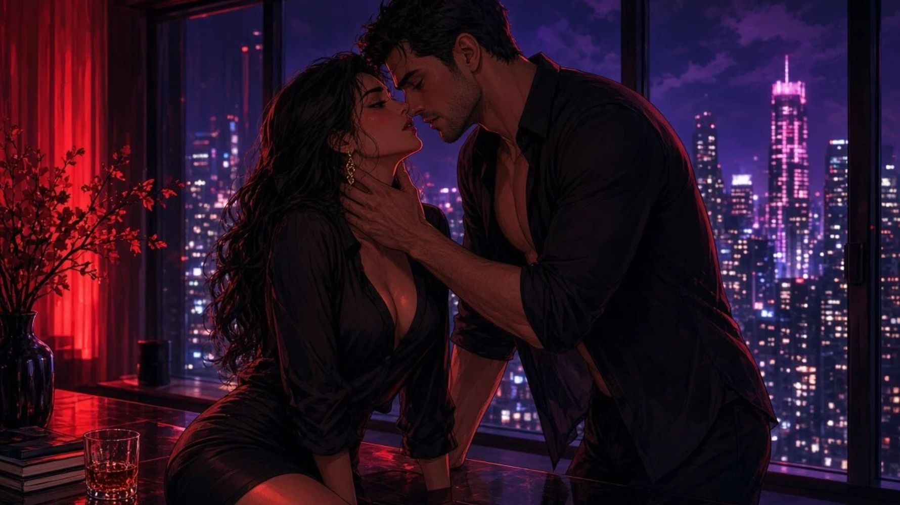 ilustração para conto erótico com casal se beijando