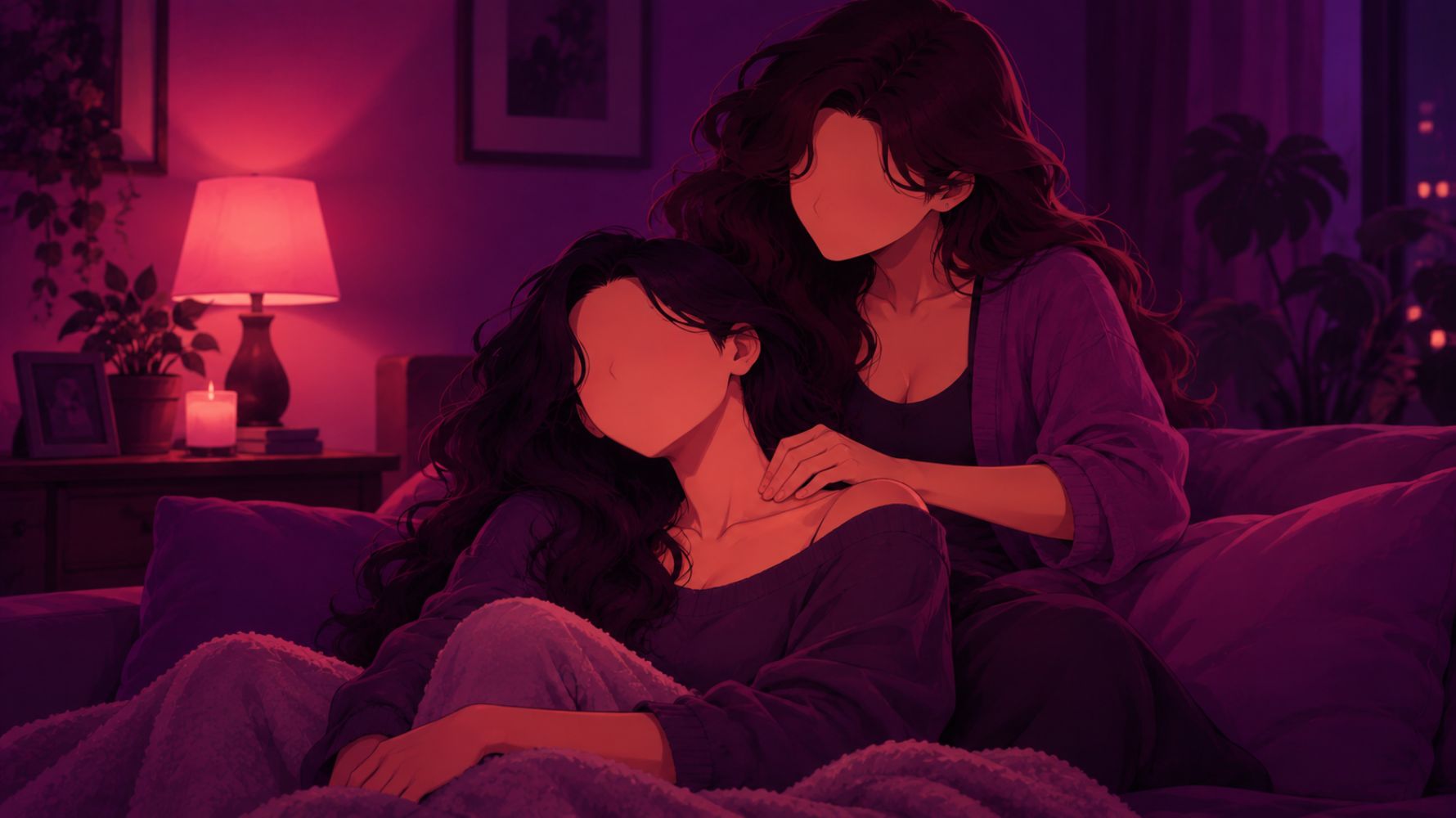 ilustração para conto erótico de uma mulher fazendo uma massagem na outra